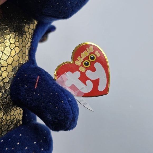 Ty Beanies Boos Saffire Blue & Gold Dragon Plush - Picture 4 of 12